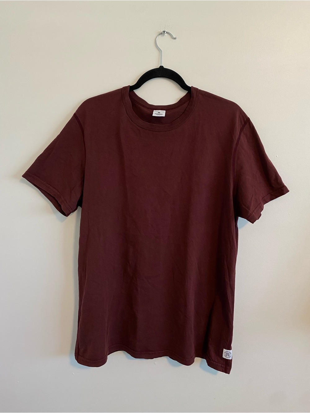 Reigning Champ Short Sleeve Crew Tee in Burgundy Sz L Men’s 
(Sep A-1)